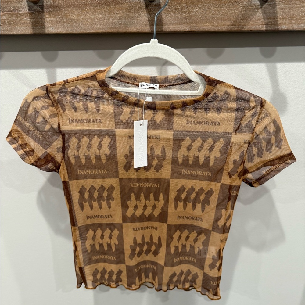 Inamorata Sheer Brown Crop Top